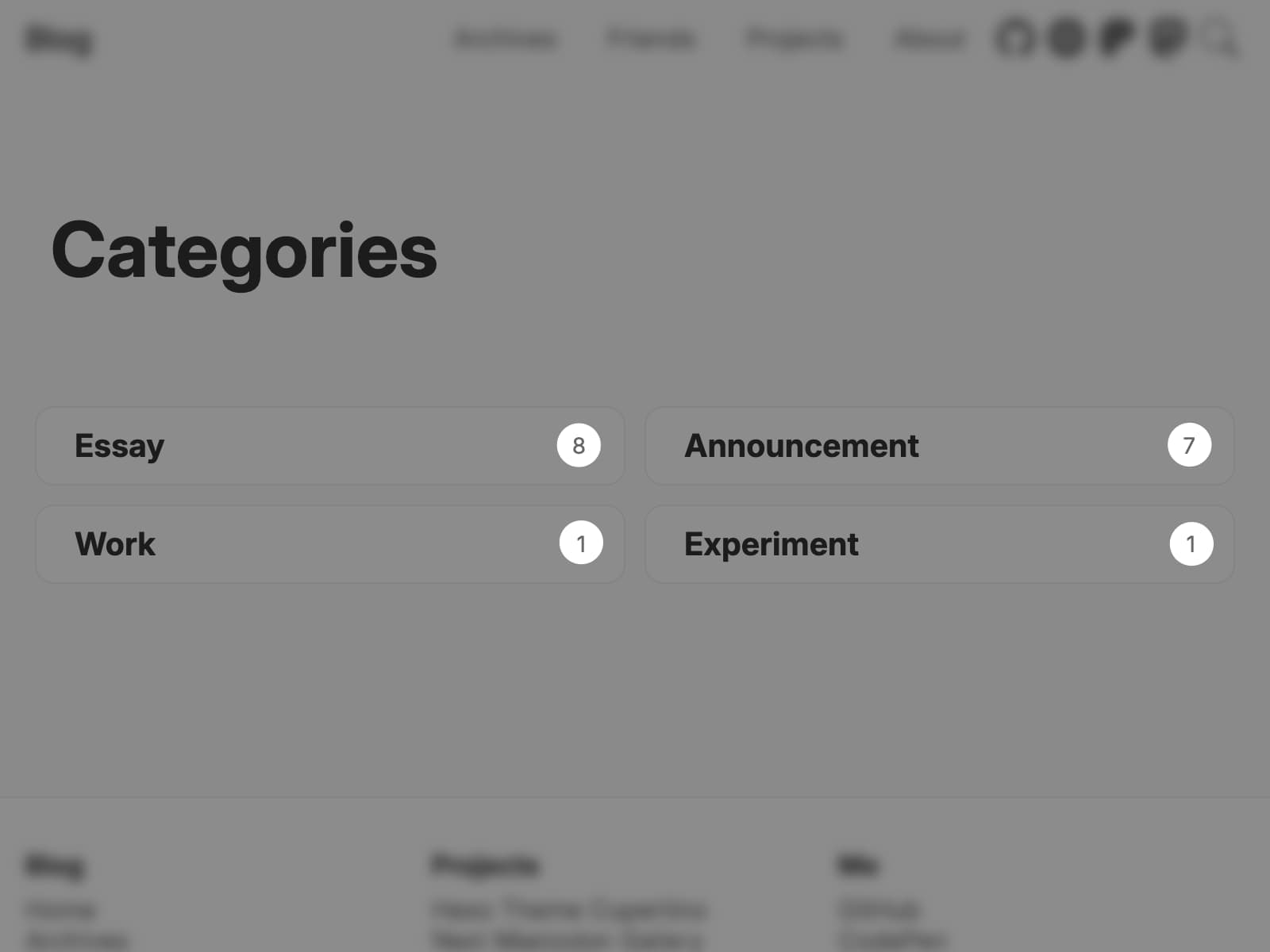 Screenshot of categories post count