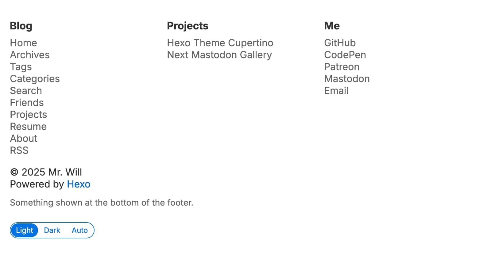 Screenshot of footer